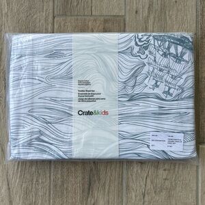 Crate & Kids French Nautical Organic Toddler Sheet Set - Crate & Barrel NWT